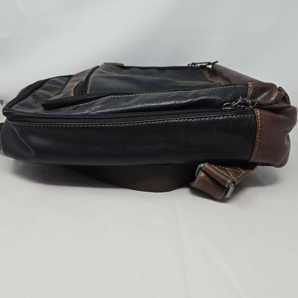 Jack Georges Men Leather Back Pack Black-Brown Hand Stained Buffalo Versatile - Picture 11 of 16